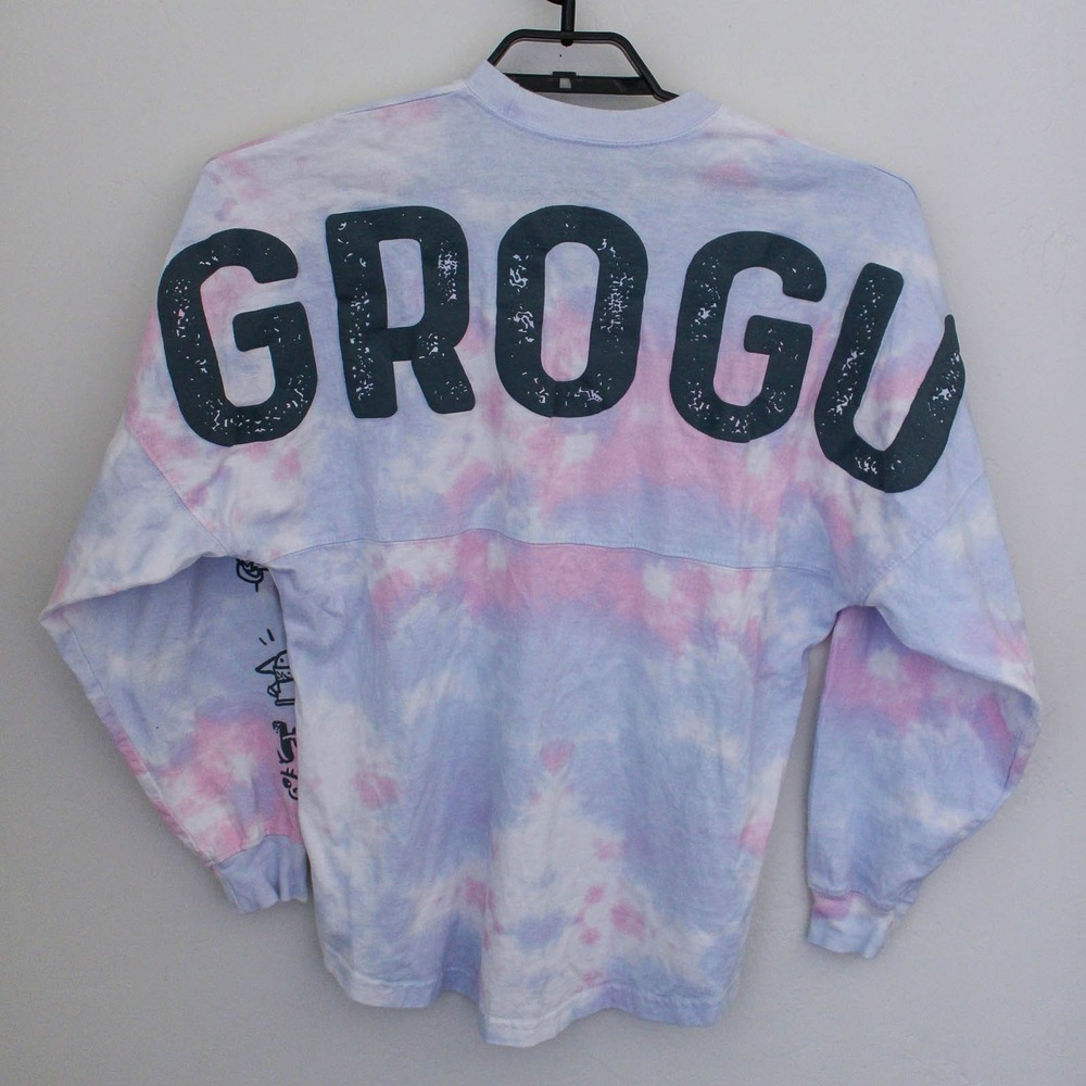 Disney Star Wars Spirit Jersey Adult Small Baby Yoda Grogu Pink Blue Tie Dye